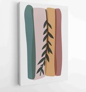 Earth tone boho gebladerte lijntekeningen tekenen met abstracte vorm. Abstract Plant Art-ontwerp voor print, omslag, behang, minimale en natuurlijke kunst aan de muur. 2 - Moderne