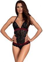 Rossita Kanten Body - Zwart/Rood