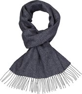 Profuomo heren sjaal - geweven wol met kasjmier - blauw met grijs vissengraad (tweed) - Maat: One size