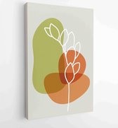 Earth tone boho gebladerte lijntekeningen tekenen met abstracte vorm. Abstract Plant Art-ontwerp voor print, omslag, behang, minimale en natuurlijke kunst aan de muur. 4 - Moderne