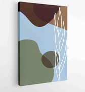 Earth tone boho gebladerte lijntekeningen tekenen met abstracte vorm. Abstract Plant Art-ontwerp voor print, omslag, behang, minimale en natuurlijke kunst aan de muur. 1 - Moderne