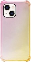 ADEL Siliconen Back Cover Softcase Hoesje Geschikt voor iPhone 13 Mini - Kleurovergang Roze Geel