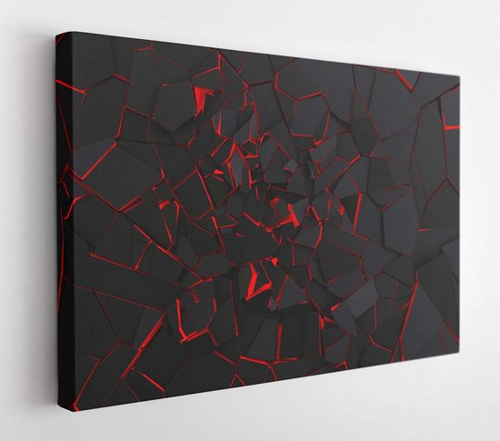Samenvatting van gebarsten oppervlak. 3d geef achtergrond met gebroken vorm terug. Muurvernietiging - Modern Art Canvas - Horizontaal - 603929996 -...