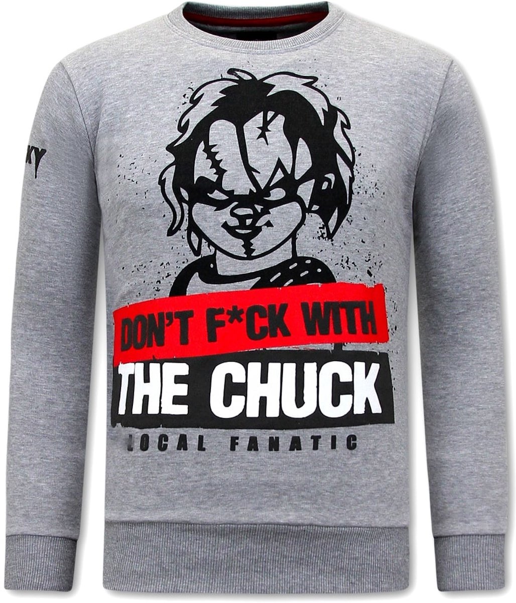 Heren Sweater met Print - Chucky - Grijs