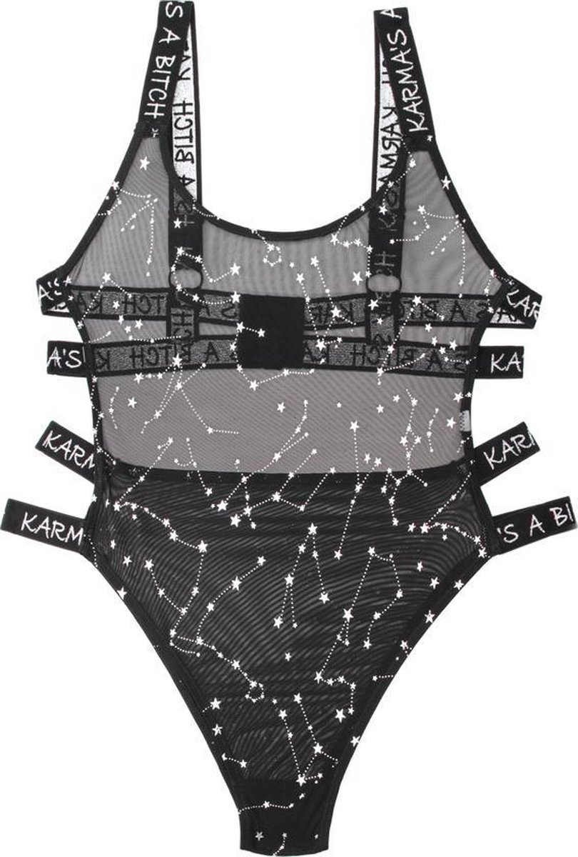 Vibes Body Met Zodiac Print - Zwart/Metallic