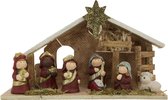 Kinder/kinderkamer kerststal met beelden/figuren en licht 28 x 10 x 17 - Kerststalletjes/kerststallen met verlichting