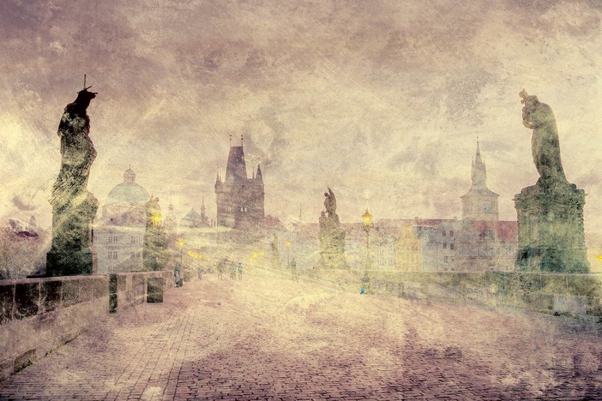 Fotobehang - Charles Bridge Abstract I 375x250cm - Vliesbehang