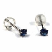 Aramat jewels ® - Zirkonia zweerknopjes vierkant 3mm oorbellen donker blauw chirurgisch staal