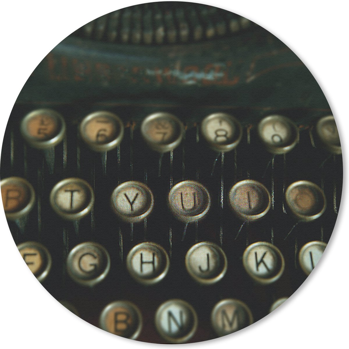 Muismat rond 20x20 cm - Mousepad Typemachine - Vintage - Toetsenbord - Ronde muismatten