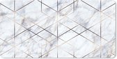Bureau onderlegger - Muismat - Bureau mat - Marmer print - Goud - Wit - 80x40 cm