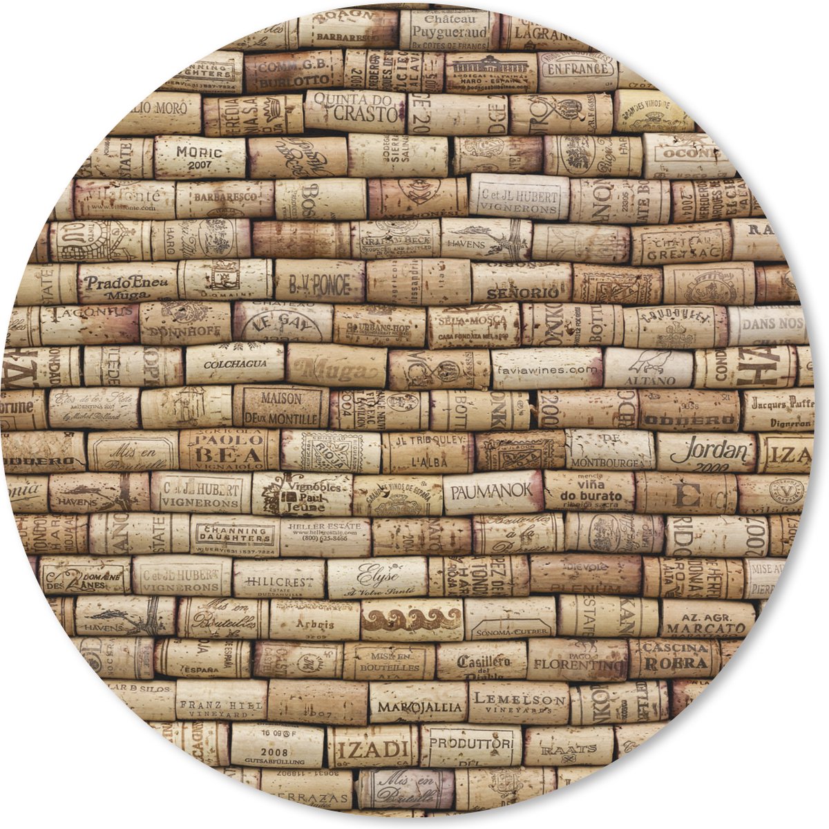 Muismat rond 30x30 cm - Mousepad Kurken op een rijtje - Ronde muismatten