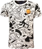 Looney Tunes Space Jam Doodle T-Shirt Wit - Officiële Merchandise