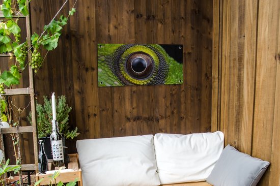 Poster jardin Yeux - Reptile - Vert - 80x40 cm - Décoration murale extérieur - Poster jardin - Toile jardin - Poster clôture - Tableau jardin