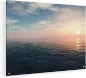 Artaza Glasschilderij - Zee Water Tijdens Zonsondergang - 60x45 - Plexiglas Schilderij - Foto op Glas