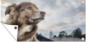 Tuinposter Starende hond - 60x30 cm - Tuindoek - Buitenposter