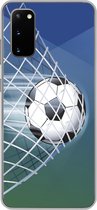 Geschikt voor Samsung Galaxy S20 hoesje - Een illustratie van een voetbal in het net -Jongens - Meisjes - Kinderen - Siliconen Telefoonhoesje