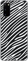 Geschikt voor Samsung Galaxy S20 hoesje - Dierenprint - Zebra - Zwart - Siliconen Telefoonhoesje