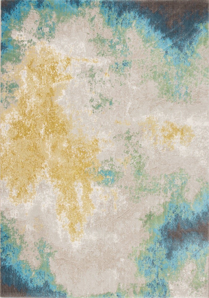 OSTA Patina – Vloerkleed – geweven – polyester – duurzaam – modern - vintage -  blauw/geel – 60x120