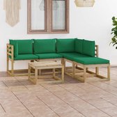 Decoways - 6-delige Loungeset met groene kussens