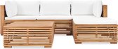 Decoways - 5-delige Loungeset met kussens massief teakhout