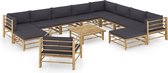 Decoways - 12-delige Loungeset met donkergrijze kussens bamboe