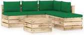Decoways - 6-delige Loungeset met kussens groen geïmpregneerd hout