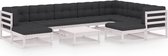 Decoways - 10-delige Loungeset met kussens massief grenenhout wit