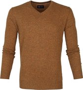 Suitable - Fijn Lamswol 12 garen Pullover V-Hals Okergeel - Heren - XL - Modern-fit - Mannen wintertrui van Wol