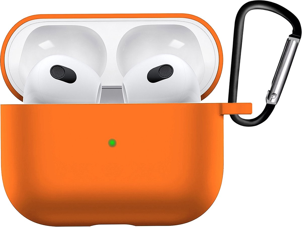 Case Geschikt voor AirPods 3 Hoesje Siliconen Hoes Cover - Hoes Geschikt voor Apple AirPods 3 Case Siliconen - Oranje