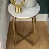 Nancy's Morales Alissa Bijzettafel - Klassiek - Goud, Chroom, Bruin - Marmer, Glas, Metaal - 40,64 cm x 40,64 cm x 60,96 cm