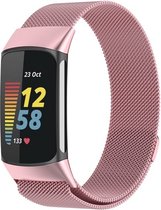 By Qubix Milanese bandje - Rosé roze - Geschikt voor Fitbit Charge 5 - Fitbit Charge 6 - Smartwatch Band - Horlogeband - Polsband