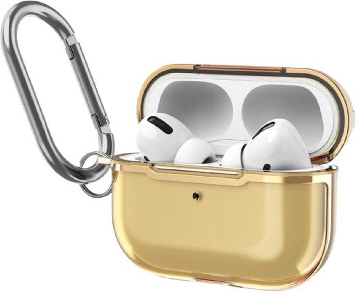 AirPods hoesjes van By Qubix - AirPods Pro / AirPods Pro 2 hoesje - TPU - Split series - Goud (transparant) Airpods Pro Case Hoesje voor Airpods pro