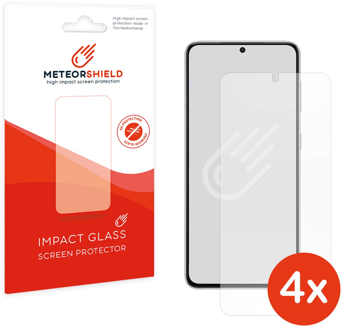 4 stuks: Meteorshield Samsung Galaxy S21 screenprotector - Ultra clear impact glass