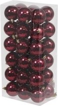 Kerstversiering kunststof kerstballen met piek bordeaux rood glans 6 en 8 cm pakket van 57x stuks - Kerstboomversiering