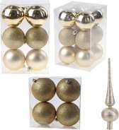 Kerstversiering set kerstballen met piek in het goud 6 - 8 - 10 cm pakket - 41x stuks - mat/glans/glitter mix