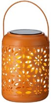 Solar lantaarn ijzer oranje met hengsel 17 cm - Tuinlantaarns - Solarverlichting - Tuinverlichting