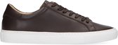 Manfield - Heren - Donkerbruine leren sneakers - Maat 45