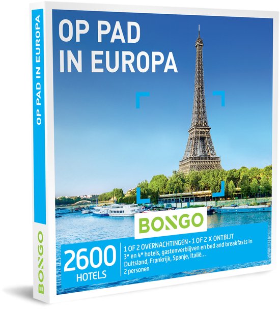 Bongo Bon België - En route en Europe Chèque cadeau - Carte cadeau: 2600 hôtels en Europe: branché et charmant, bien-être, beaux châteaux et plus