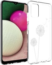 iMoshion Hoesje Geschikt voor Samsung Galaxy A03s Hoesje Siliconen - iMoshion Design hoesje - Wit / Transparant / Dandelion