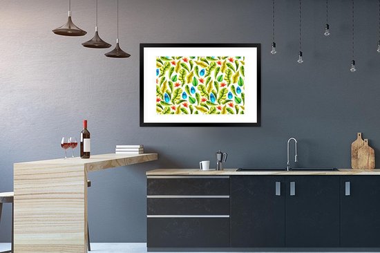 Cadre photo avec affiche - Jungle - Design - Feuilles tropicales - 90x60 cm - Cadre pour affiche
