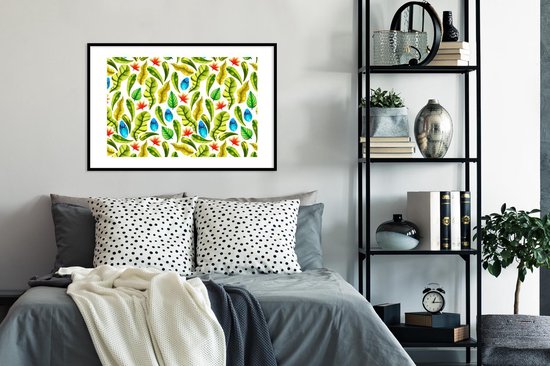 Cadre photo avec affiche - Jungle - Design - Feuilles tropicales - 90x60 cm - Cadre pour affiche