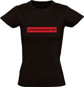 Levensgenieter | Dames T-shirt | Zwart | Chill |  Feest | Festival | Vakantie | Relax