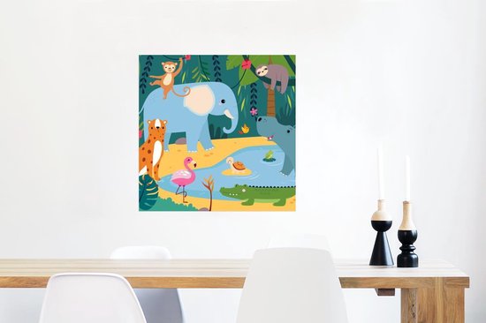 Affiche Jungle - Éléphant - Animaux - 50x50 cm