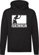 Bier Pong Koningin | Unisex | Trui | Sweater | Hoodie | Capuchon | Zwart | Drankspel | Feest | Kampioen | Beer Pong | Sport