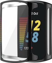 YONO Full Cover Bumper geschikt voor Fitbit Charge 5 - Siliconen Case Screen Protector Hoesje - Zwart
