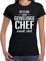 Dit is hoe een geweldige chef eruit ziet cadeau t-shirt zwart - dames - beroepen / cadeau shirt L