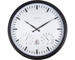 NeXtime Sunflower – Wandklok – 50.5 cm – Metaal – Zwart/Wit – Weerbestendig