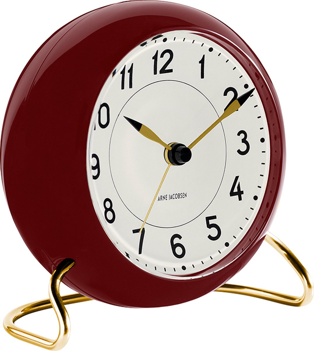 Arne Jacobsen Station Table Clock Wekker Bordeaux - Ø 11 cm 43676