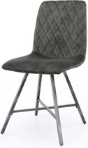 Diamond velvet - Eetkamerstoelen - set van 4 - antraciet velours - ruitmotief