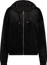 Hunkemöller Dames Nachtmode Hoodie jas Velours  - Zwart - maat M